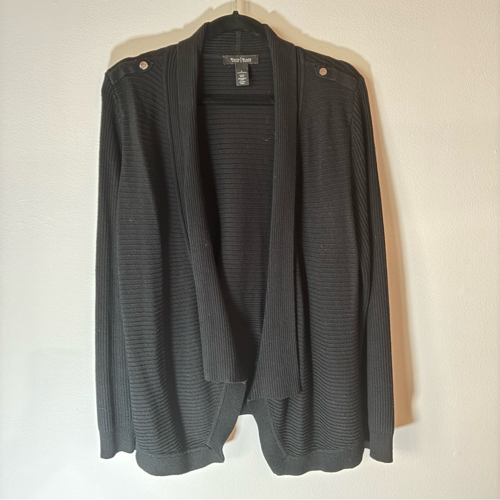 White House Black Market Cardigan Black Ribbed texture